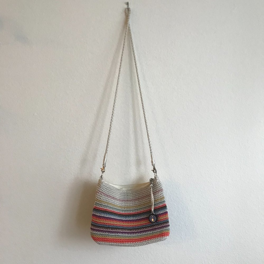 The Sak Crochet Crossbody Rainbow Striped Crossbody Vegan Recycled Bag - Picture 7 of 9